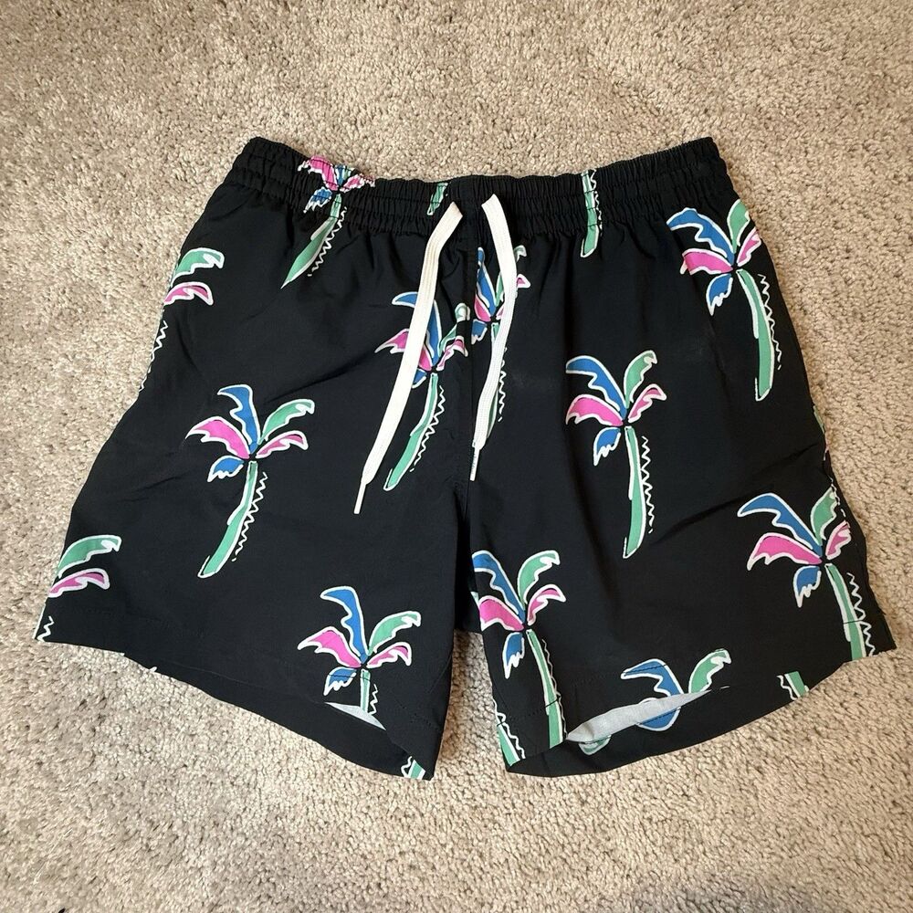 Chubbies Havana Nights Mens Small Neon Black Palm Tree Swim Trunks 5.5” Mesh